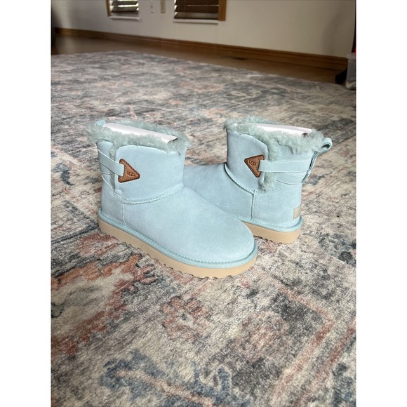 UGG Shoes - UGG Boots Womens Sz 6 Urchin Flex Bailey Mini Suede Shearling Baby Blue Wool New